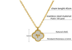 Özel paslanmaz çelik şanslı 12 zodyak dört yapraklı yonca kolye kolye anne inci kolye - Product Image 6