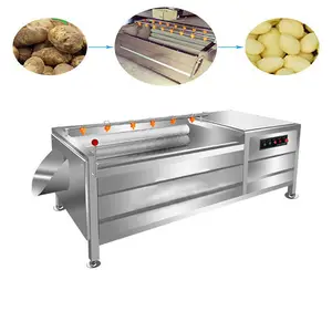 Industriële Elektrische Fruitgroente Wasmachine Aardappel Wortel Cassave Huid Peeling Haar Roller Reinigingsmachine