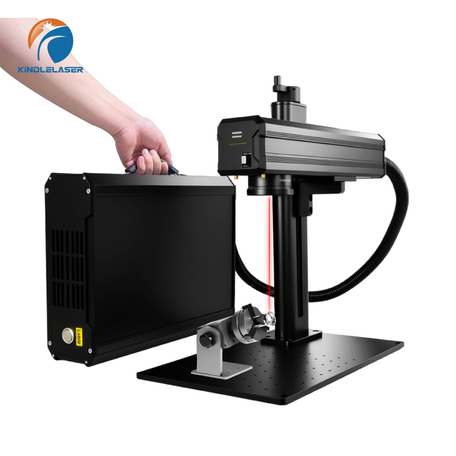 2-in-1 Black Fiber Laser Engraver & Marking Machine 50W with Rotary Axis Fiber Makring Machine 30W for Metal Plastic and Alloy