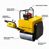 Compacteur vibrant à double tambour R500 de 2,5T, 25kN, diesel, pour la construction routière