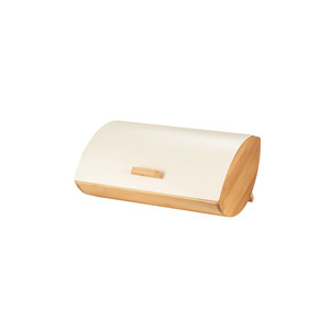 Ivory Bamboo Metal Bread <b>Bin</b> With Wooden Handle For Kitchen Storage - Product Image 1