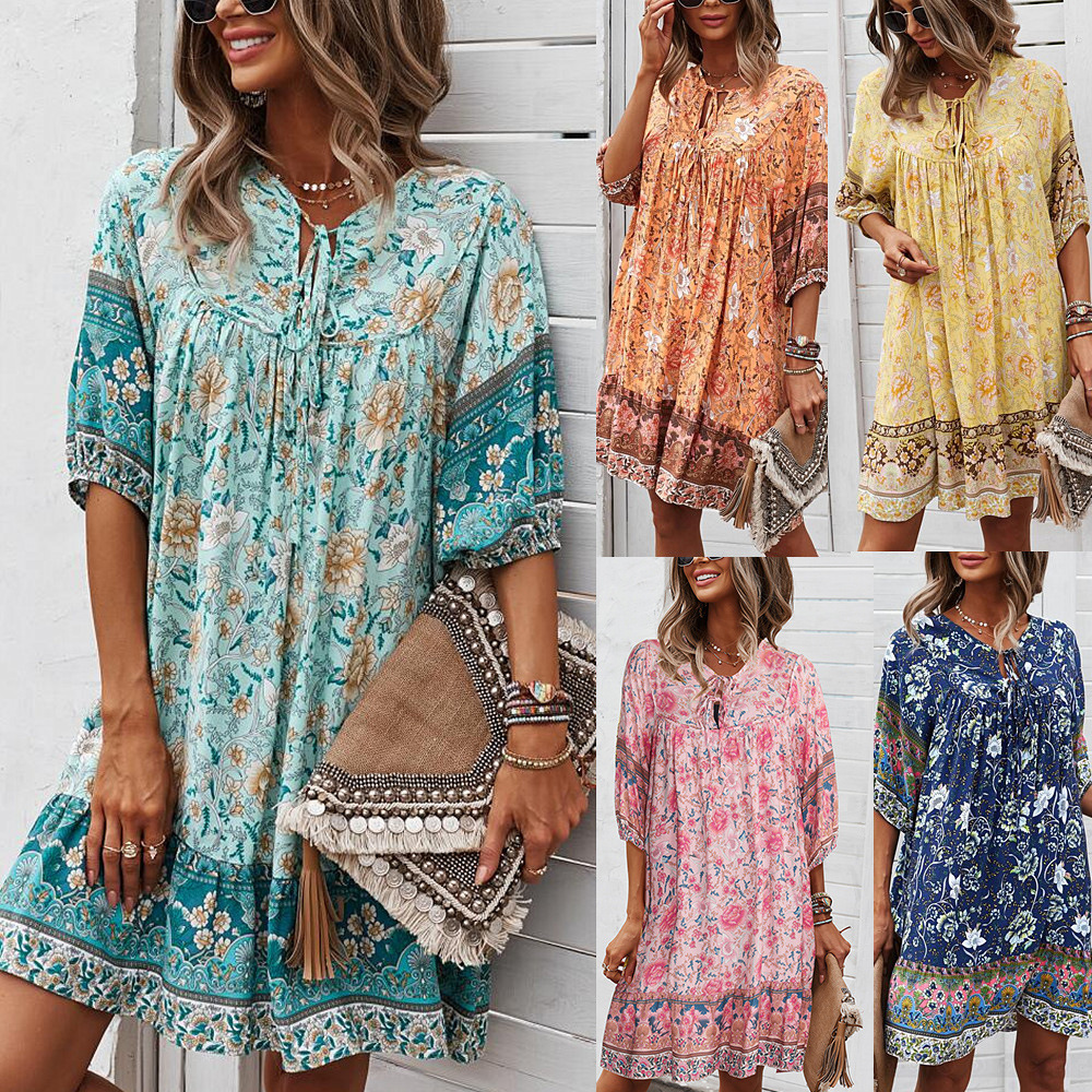 Vestido Largo Suelto Bohemio Holgado Fashion Casual Boho Vestido Largo Suelto Bohemio Holgado Fashion Casual Boho