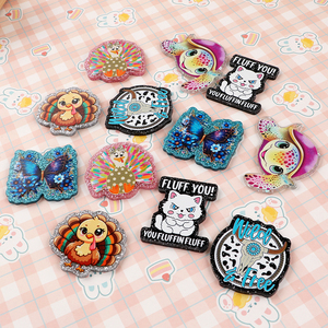 Custom Acrylic Plastic Glitter Designer Charms Retractable Badge Reel with No <b>Holder</b> Badge <b>Holder</b> & Accessories - Product Image 2