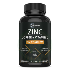 Cápsulas de <span class=keywords><strong>Zinc</strong></span>, Cobre y Vitamina C de Marca Privada OEM, Suplementos 3X, Apoyo Inmunológico Complejo, Metabolismo Energético, Antioxidante para Adultos - Product Image 1