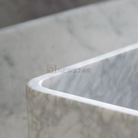 Évier de cuisine ou lavabo de salle de bain personnalisé Newstar en marbre blanc de Carrare, surface polie, lavabos de salle de bain avec rainure cannelée