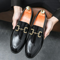 Printemps hommes couleur unie visage lumineux Lefu chaussures édition coréenne grande taille chaussures glissantes bureau chaussures en cuir décontractées