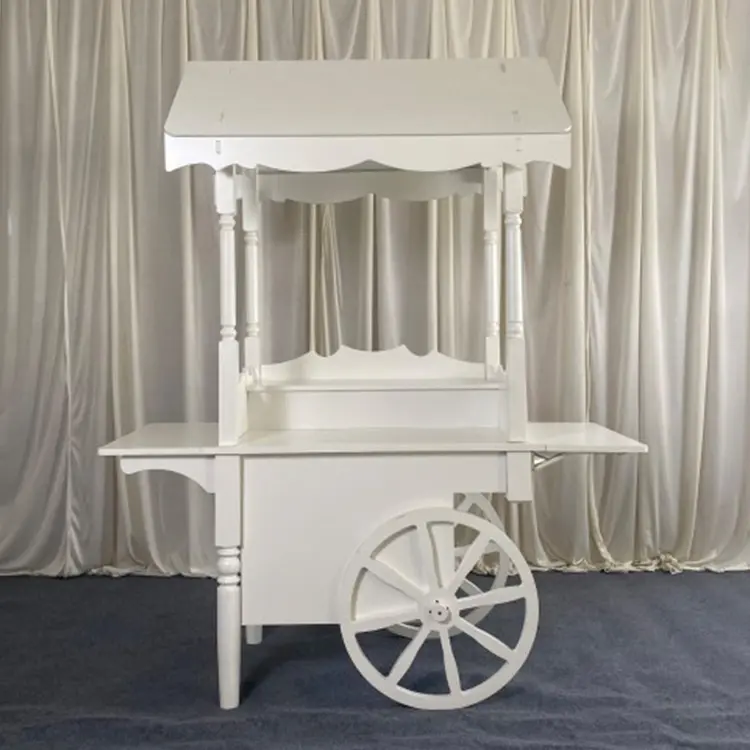 Hot Sale Mini Hochzeit Holz White Cart Candy Treat Kuchenst änder Cart Display