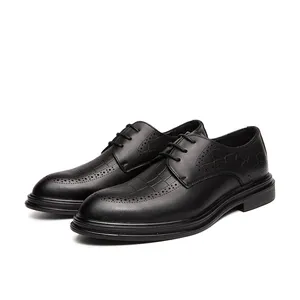 Chaussures habillées Oxford monobloc grande taille 37-46 <span class=keywords><strong>pour</strong></span> <span class=keywords><strong>homme</strong></span>, style simple, marron, <span class=keywords><strong>pour</strong></span> affaires et <span class=keywords><strong>mariage</strong></span> - Product Image 1