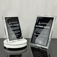 Plaque de certificat en cristal noir avec support en métal argenté MH-LJ0239