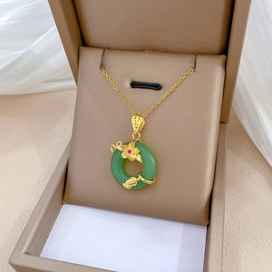 Collier en diamant micro-incrusté pour femme avec fleur <span class=keywords><strong>bague</strong></span> en jade Ins Internet célèbre chaîne <span class=keywords><strong>de</strong></span> clavicule accessoires Zircon pierre principale - Product Image 5