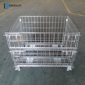 حاوية تخزين فولاذية مجلفنة شديدة التحمل مستودع عالي السعة قفص سلكي قابل للطي تكديس أوم - Product Image 3