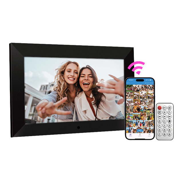 R&E ABS Digital Photo Frame 7 Inch MP4 Motion Video 32GB Memory Rechargeable Battery Clock Electronic Picture Album Gift
