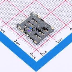SIM301-GZ6P SIM Card Connector SMD Connector Flip Cover Type Nano SIM Card Card Holder No Card Detection - Product Image 2