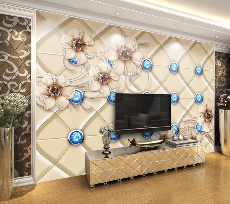 Zhihai Luxe 3D Stereo Zachte Tas Bloem Sieraden Tv Achtergrond Wall Paper Home Decor Behang