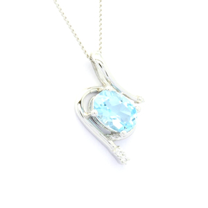 Bijoux fins ovales en diamant topaze bleue 18K 14K 9K, pendentifs à la mode pour femmes - Product Image 3