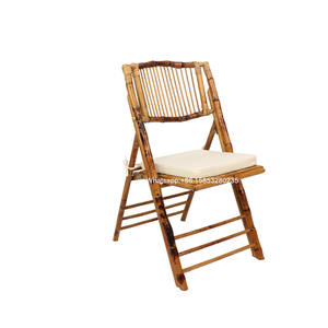 Silla plegable de bambú de gran oferta con cojín extraíble Silla plegable de banquete de bambú en color natural - Product Image 6