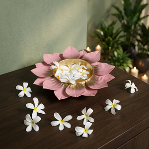 Metal de calidad superior Urli Diya Lotus el diseño de la llama divina de la tranquilidad para Diwali - Product Image 4