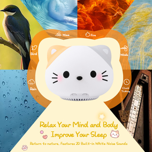 Lámpara Nocturna de Silicona Blanca con Forma de Gato, Lámpara Nocturna Táctil Recargable por USB-C, Altavoz Inalámbrico, Regalos para Niñas y Niños - Product Image 5
