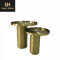 Mobilier de luxe pour le salon en acier inoxydable au design italien table centrale en métal doré table basse ronde