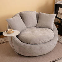 Fauteuil pivotant rond moderne, fauteuil de détente en tissu chenille pivotant à 360 degrés avec coussins pour salon, hôtel