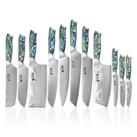 Ensemble de couteaux de chef en acier Damas ultra-affûtés, couteaux de cuisine très vendus avec manche en nacre pour la viande et les légumes
