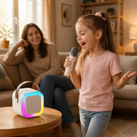 Altavoz de Karaoke Inalámbrico con Micrófono, Luz LED Portátil, Máquina de Canto para Niños, Fiestas Familiares, KTV Recargable, Regalo