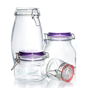 Cocina 200ml-5L redondo cuadrado vidrio almacenamiento de alimentos tarro tapa hermética vidrio encurtidos <span class=keywords><strong>tarros</strong></span> con tapas de Clip - Product Image 6
