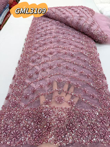 Tissu de dentelle nigériane blanc 2026, <span class=keywords><strong>broderie</strong></span> florale 3D, tissus de dentelle avec pierres, tulle perlé, dentelle de luxe pour robe de mariée et de soirée - Product Image 6