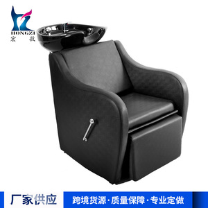 Silla de peluquería de cuero PU negro hecha a medida para salones de belleza y barberías, diseño fijo duradero HZ9089 - Product Image 2