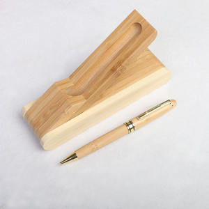 Boîte en bois à rabat, ensemble de stylos en bambou, cadeau d'affaires, stylo à bille promotionnel, pointe de 0,5 mm, encre noire - Product Image 3