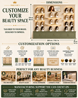 Service complet de personnalisation sur mesure pour salons de coiffure : Vitrines de perruques, étagères murales, enseignes rétroéclairées, meubles de base pour la vente au détail