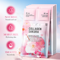 Masque en trois étapes au collagène de fleurs de cerisier SADOER, essence de fleurs, produit de soin hydratant pour la peau
