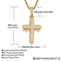 Collier en chaîne de corde plaqué or BESDZ0339 avec pendentif en forme de croix en laiton, collier en cuivre unisexe, cadeau de fiançailles, anniversaire, mariage, tendance