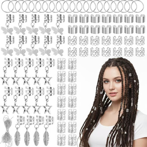 เครื่องประดับผมขาย<span class=keywords><strong>ส</strong></span>่ง ชุด 90 ชิ้น โลหะผสมสีทอง<span class=keywords><strong>ส</strong></span>ีเงิน ลายถักเปีย ดาว ผีเสื้อ กิ๊บติดผม จี้ประดับผม <span class=keywords><strong>ส</strong></span>ำหรับเดรดล็อก - Product Image 1