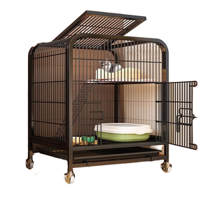 Sıcak satış Metal kulübesi örgü katlanır kedi köpek hayvan evcil kafes ile tekerlekler - Product Image 1