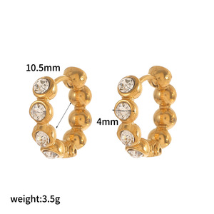 Gold Pearl Stainless Steel <b>Cuff</b> <b>Earrings</b> For Women Circular Ring Design Everyday Wear Bezel Setting TE60657-WT - Product Image 5