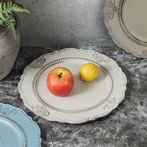 Assiettes de Présentation en Plastique Style Rétro Écologiques Peintes à la Main Design Américain pour Mariage Décoration Bleue Élégante Vente en Gros Direct Usine - Product Image 4