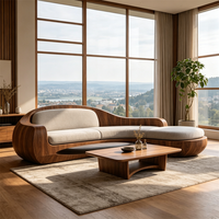 Canapé d'angle incurvé de luxe moderne en tissu lin rembourré pour salon de villa et appartement haut de gamme
