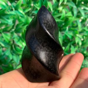 หินคริสตัลธรรมชาติสีดำออบซิเดียนรูปเปลวไฟ สำหรับตกแต่งบ้านและเป็นของขวัญ ขายส่ง - Product Image 5