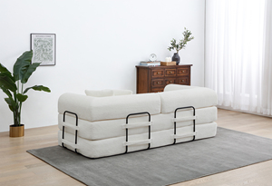 Adjustable Cushion Back Sleeper <b>Sofa</b>, Corduroy Polyurethane Upholstered Foldable Compressed Sectional Couch for Apartment <b>Office</b> - Product Image 5