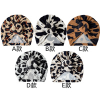 Chapeau de nouveau-né confortable plissé léopard et vache imprimé Turban bonnet respirant chapeaux Logo personnalisé