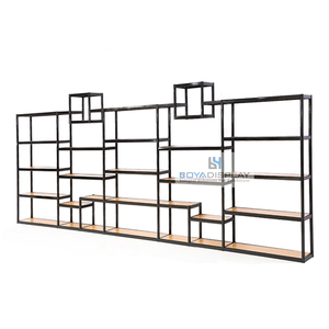 Custom Made Chất Lượng Cao Cạnh Mỏng Kim Loại Phong Cách Công Nghiệp 4 Tier Thang Gỗ Nhỏ Tủ Sách Kệ Sách - Product Image 1
