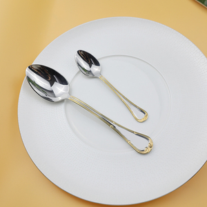 Ensemble de couverts <span class=keywords><strong>en</strong></span> acier inoxydable 304 de luxe moderne <span class=keywords><strong>argent</strong></span>é et doré pour mariage et fête, 5 pièces, couteaux et fourchettes - Product Image 6