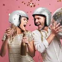 Haute qualité fait à la main Punk Bar fête décoration verre or argent miroir Disco Ball casque