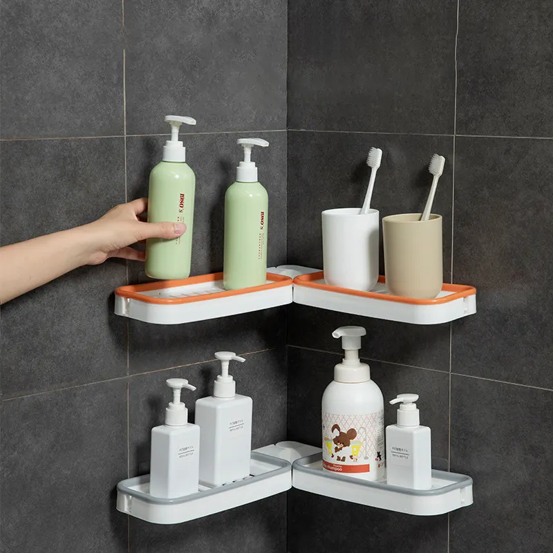 Hole-free Wall Hanging Foldable Rotating Washstand Drain Rack Home Bathroom Kitchen Corner Storage and Finishing