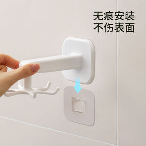 Qinfeng Wall Mount Rotating <b>Hook</b> White <b>Plastic</b> Double <b>Hook</b> For Kitchen Utensil Storage - Product Image 3