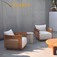 Ensemble de canapé d'extérieur Mixarts moderne en teck trois places, résistant aux UV, en rotin PE tressé, avec coussins imperméables en mousse haute densité, couleur rouille