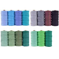Cordon en coton cardé teint de 3 mm, fourni directement par l'usine, pour tissage textile artisanal, corde décorative, cordon de serrage