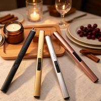 Briquet de cuisine portable, rechargeable, alimenté par USB, écologique, à plasma, sans flamme, coupe-vent, avec poignée allongée pour cuisinière