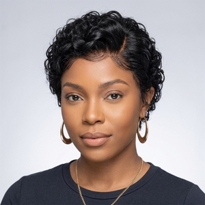 Peluca de Cabello Humano Rizado Pixie con Frente de Encaje HD 5x5, Peluca Pixie Corta con Parte en C - Product Image 1